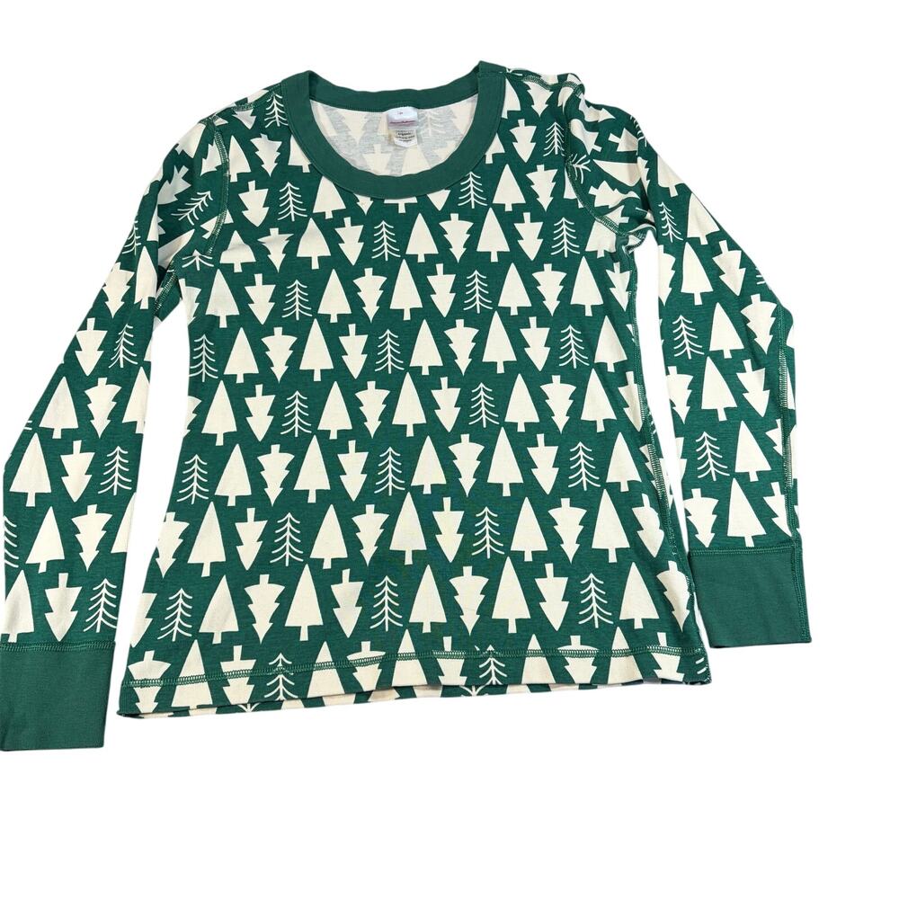 Hanna Andersson green Christmas tree PJ pajama top. Size M. holiday, jammies